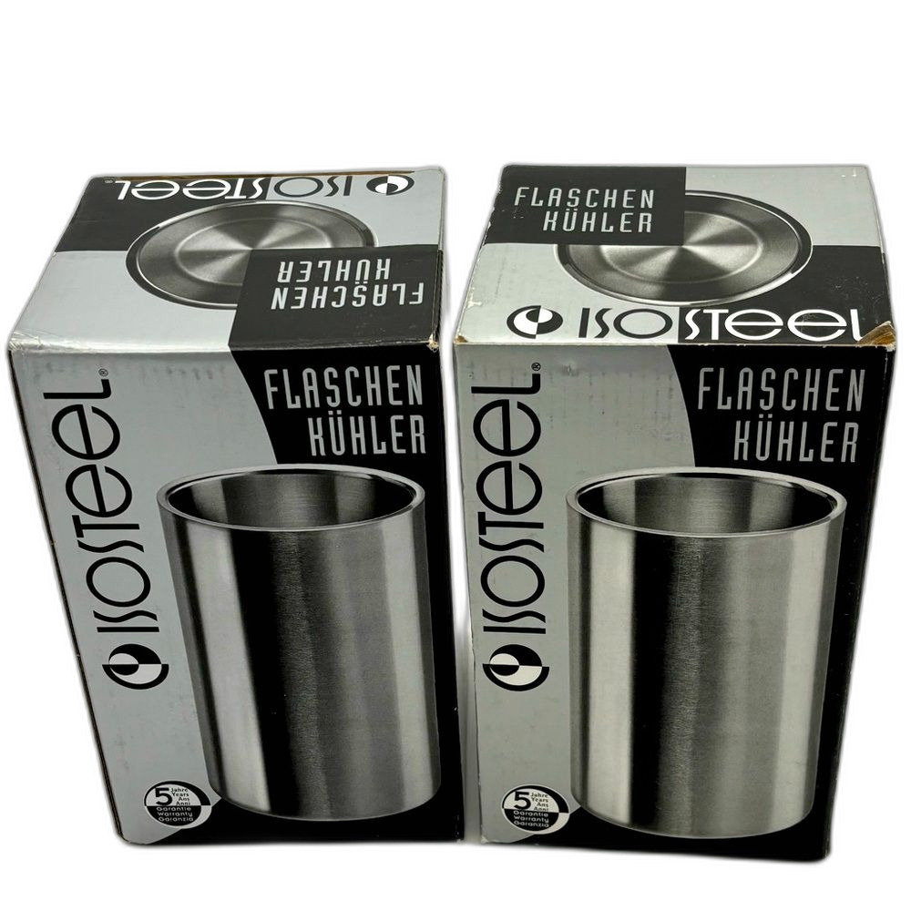Set of 2 Isosteel Stainless Steel Wine Bottle Coolers-NWOT